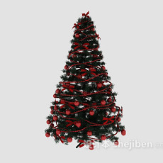 红色装扮圣诞树3d模型下载