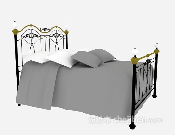 双人铁床3d模型下载