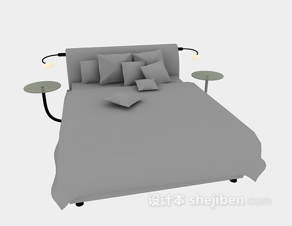 免费现代床3d模型下载