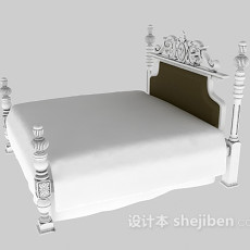 欧式实木床3d模型下载