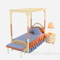 欧式儿童床3d模型下载