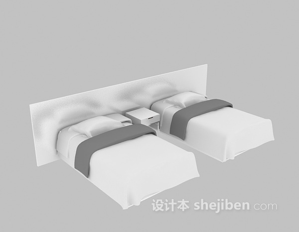 免费宾馆单人床3d模型下载