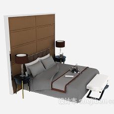 酒店风格床具3d模型下载