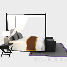 酒店用床3d模型下载