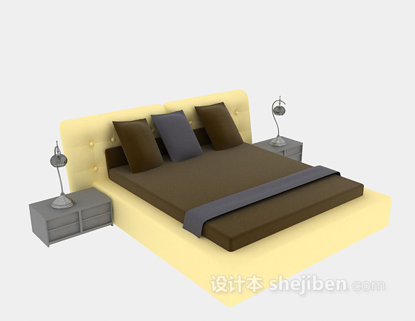 现代床模型3d免费下载