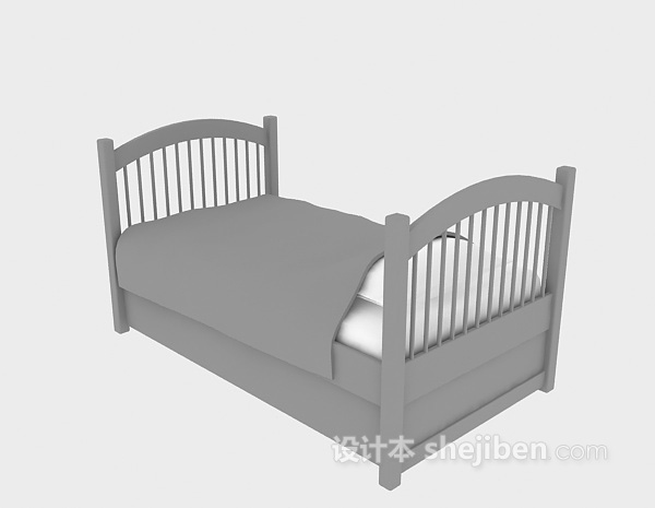 儿童实木床3d模型下载