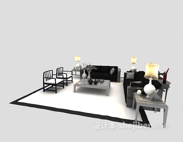 免费中式沙发3d模型下载