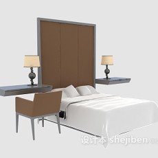 酒店双人床3d模型下载