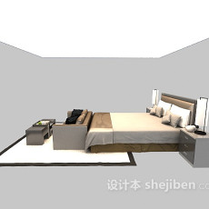 简易现代床具3d模型下载