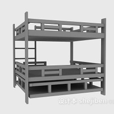 上下铺木床3d模型下载