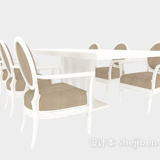 家居实木餐桌餐椅3d模型下载
