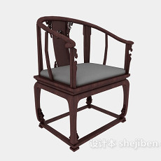 实木中式风格扶手椅3d模型下载