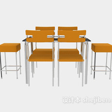 时尚餐桌餐椅3d模型下载
