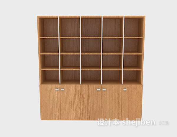 现代风格实木现代书柜3d模型下载