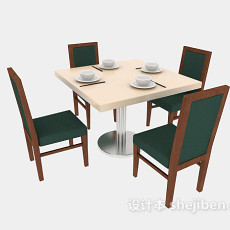 四人餐桌餐椅3d模型下载