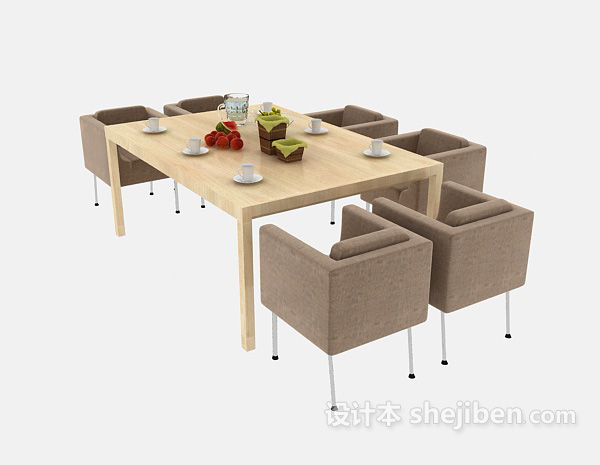 现代风格简约餐桌3d模型下载