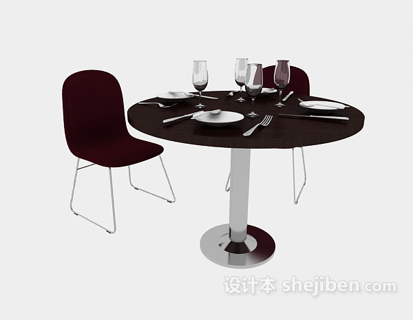 现代风格小型简约餐桌3d模型下载