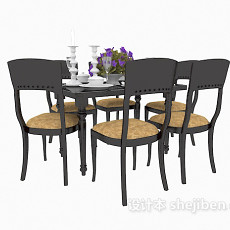 黑色家居餐桌3d模型下载
