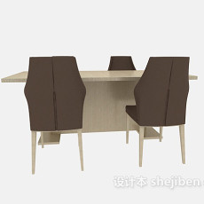 实木餐厅桌椅3d模型下载
