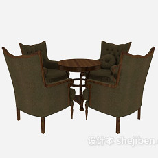 美式风格休闲桌椅3d模型下载