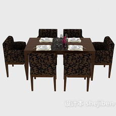 中式家居餐桌餐椅3d模型下载