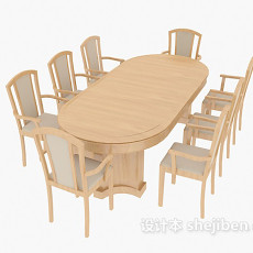 地中海实木餐桌餐椅3d模型下载