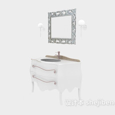 白色欧式浴柜3d模型下载
