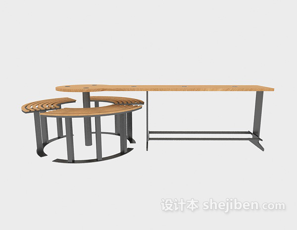 现代风格公园个性休闲桌椅3d模型下载