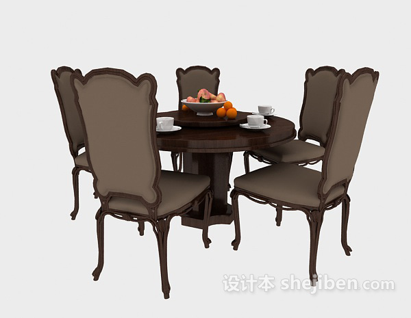 欧式餐桌椅组合3d模型下载