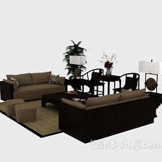 中式 组合沙发3d模型下载
