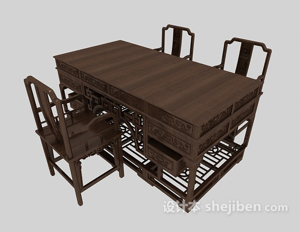 中式实木条案书桌