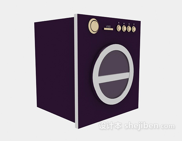 紫色滚筒洗衣机3d模型下载