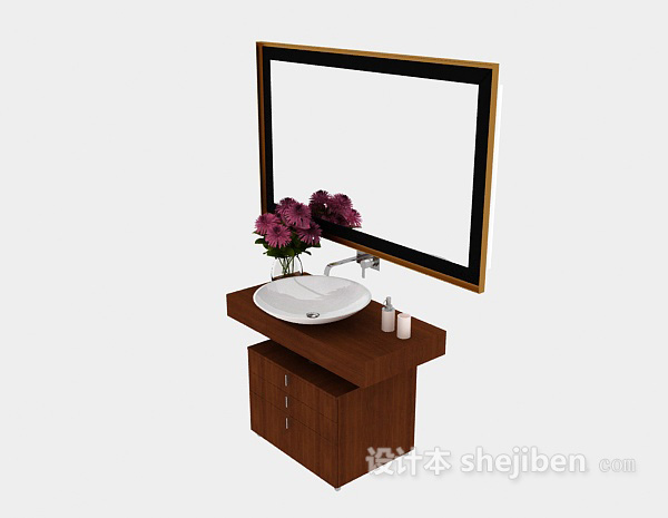 美式家居实木浴柜3d模型下载