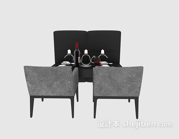 东南亚风格餐桌、沙发椅组合3d模型下载