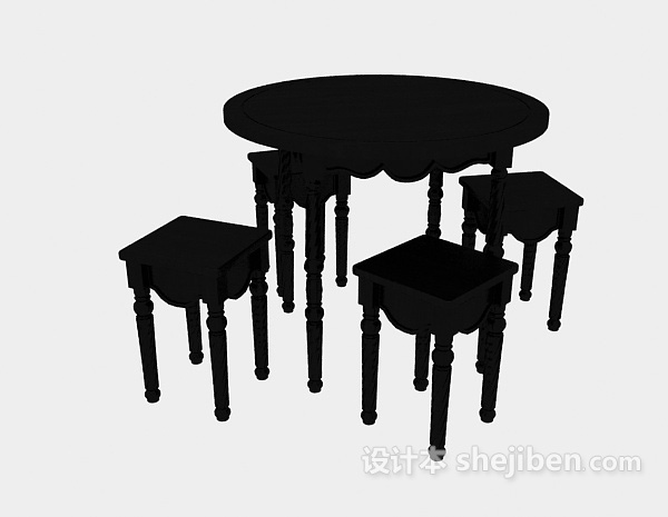 美式黑色实木桌椅