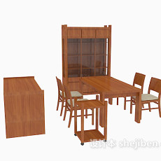 中式家具桌椅组合3d模型下载