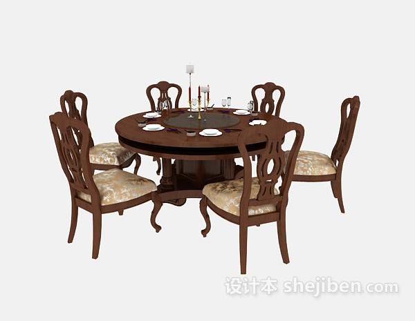 欧式风格精致欧式风格餐桌椅3d模型下载