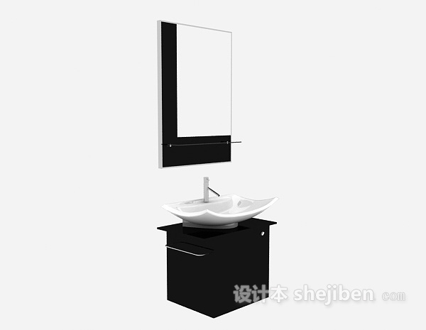 免费家庭黑色实木浴柜3d模型下载