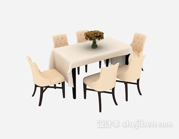 免费餐厅实木桌椅3d模型下载
