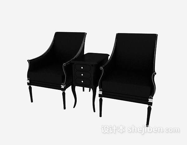 免费美式单人沙发椅3d模型下载