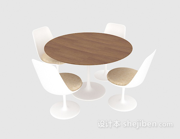 现代风格四人圆桌椅3d模型下载