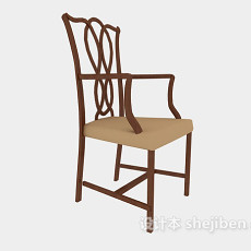 中式实木靠背餐椅3d模型下载