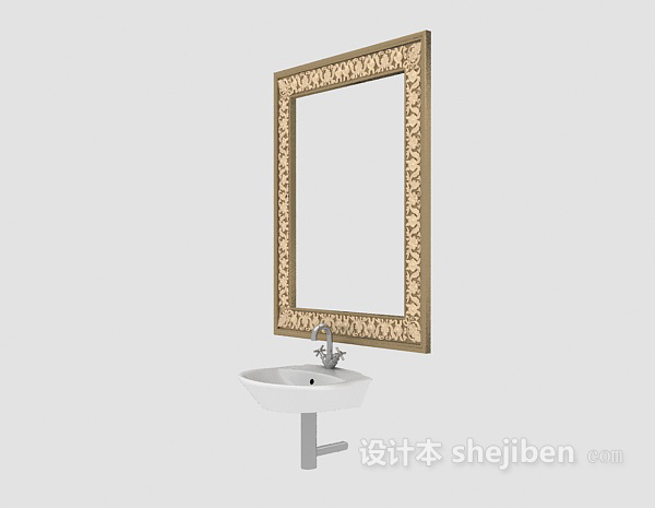 欧式风格卫浴镜3d模型下载