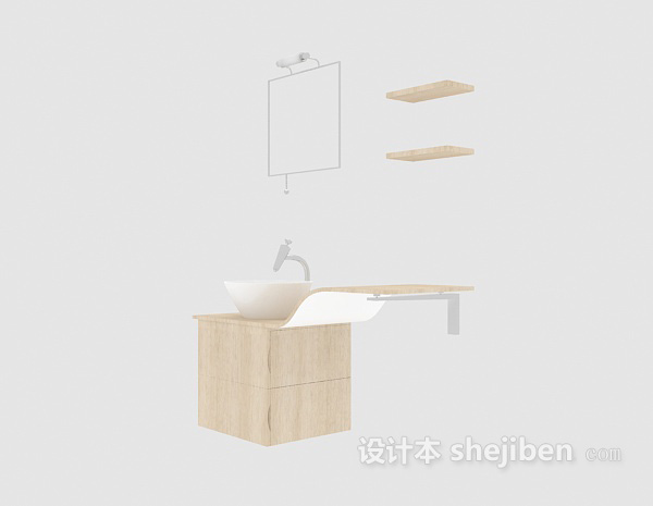 现代简约浴柜3d模型下载