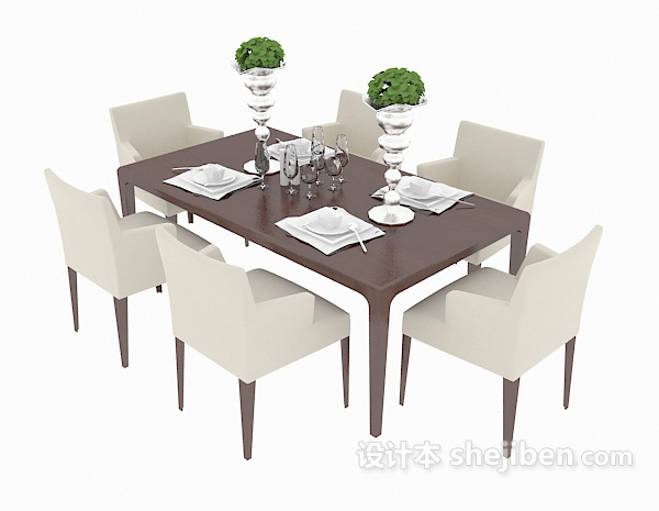 免费家庭餐桌餐椅组合3d模型下载