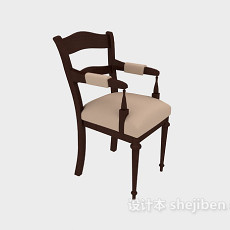 扶手实木餐椅3d模型下载
