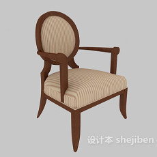 棕色欧式梳妆椅3d模型下载
