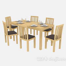 田园简约桌椅组合3d模型下载