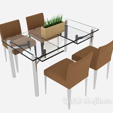 简约时尚餐桌餐椅3d模型下载