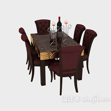 美式家居餐桌椅3d模型下载